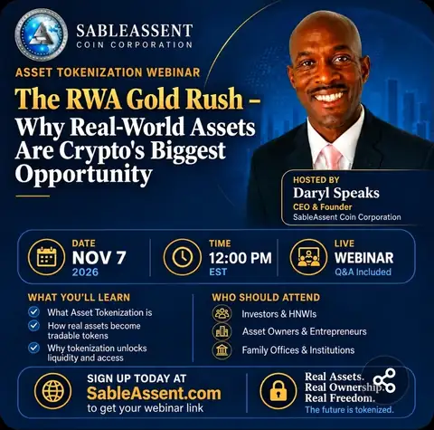 Asset Tokenization Webinar: The RWA Gold Rush, Why Real-World Assets Are Crypto's Biggest Opportunity. Hosted by Daryl Speaks.